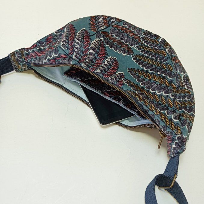 Sac demi-lune - velours Victoire bleu