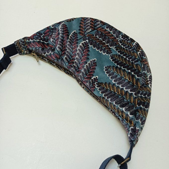 Sac demi-lune - velours Victoire bleu