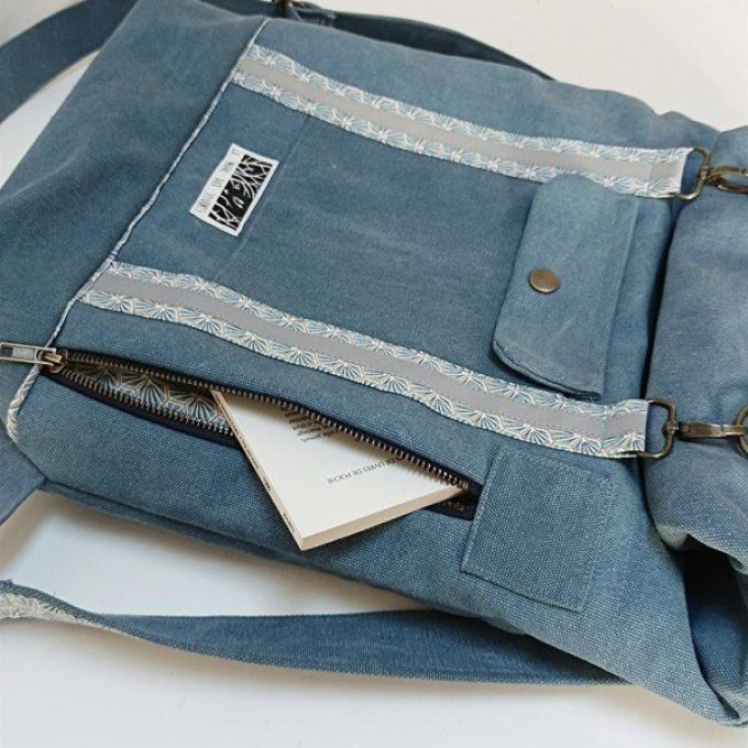 Sac à dos coursier toile Cayman bleu-Kikko