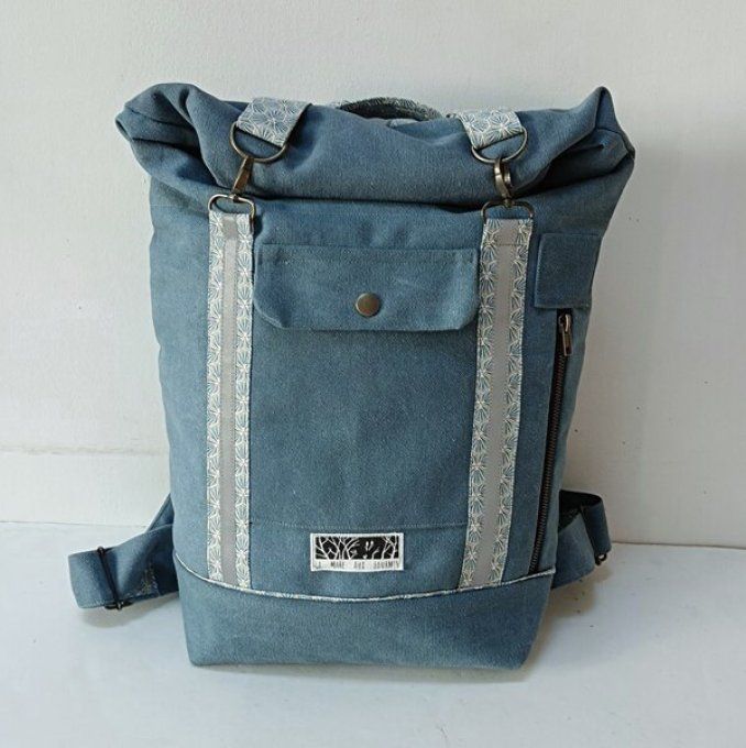Sac à dos coursier toile Cayman bleu-Kikko