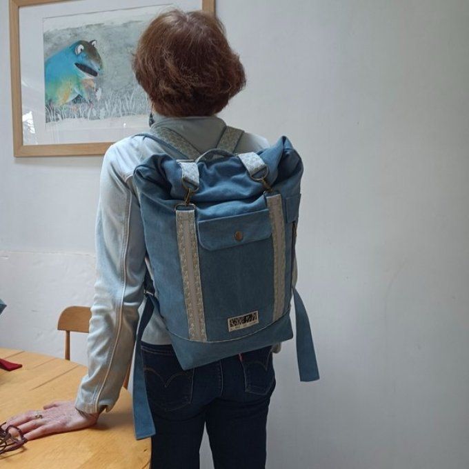 Sac à dos coursier toile Cayman bleu-Kikko