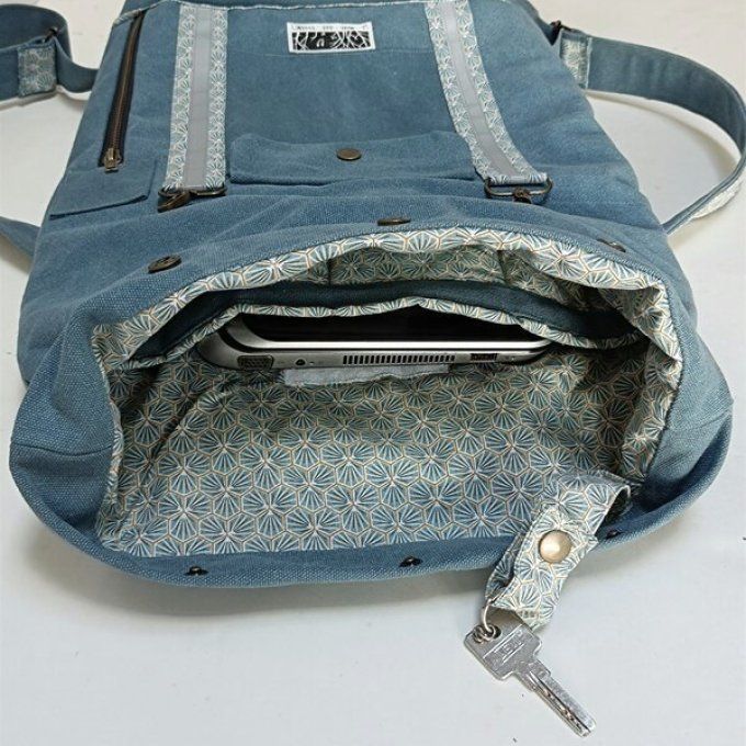Sac à dos coursier toile Cayman bleu-Kikko