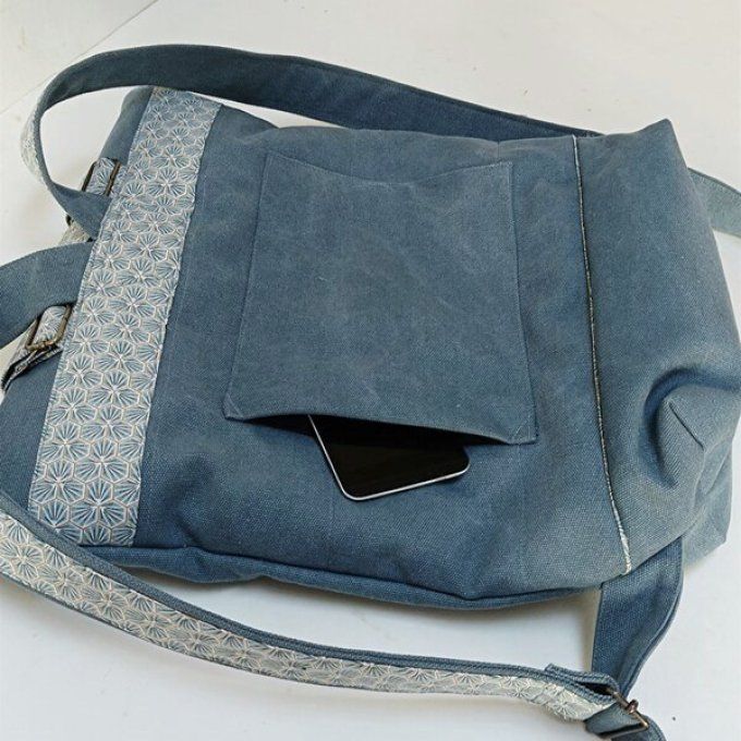 Sac à dos coursier toile Cayman bleue- Coton Kikko