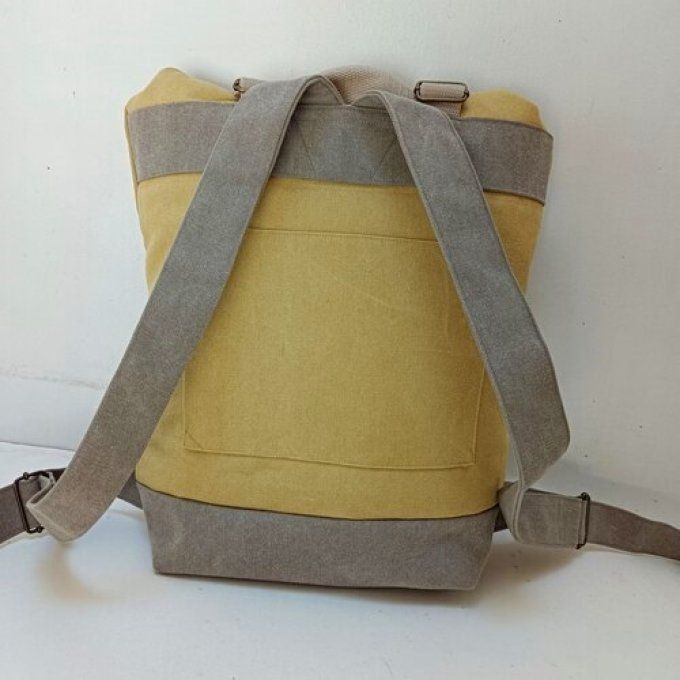 Sac à dos coursier toile Cayman jaune - beige 