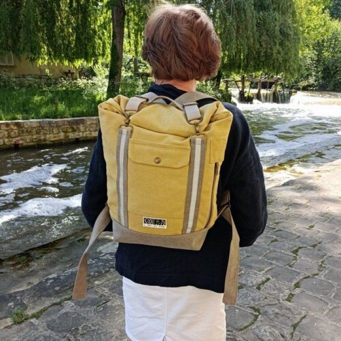 Sac à dos coursier toile Cayman jaune - beige 