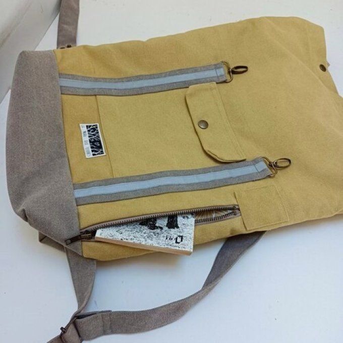 Sac à dos coursier toile Cayman jaune - beige 