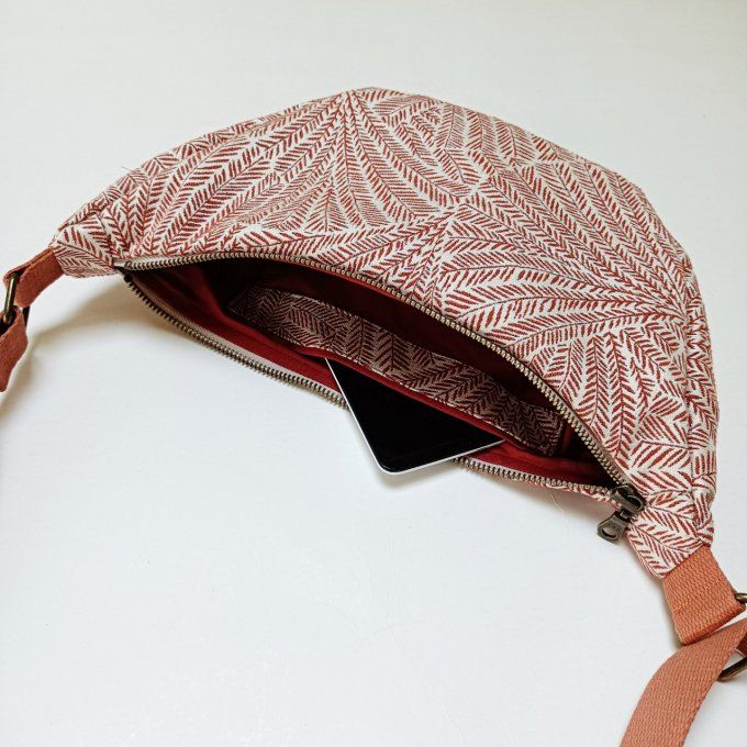 Sac demi-lune  Kyoto brique-écru