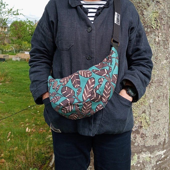 Sac demi-lune - Coton  vert/noir Elis