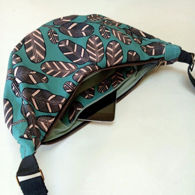 Sac demi-lune - Coton  vert/noir Elis