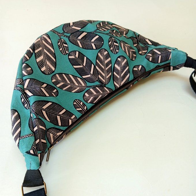 Sac demi-lune - Coton  vert/noir Elis