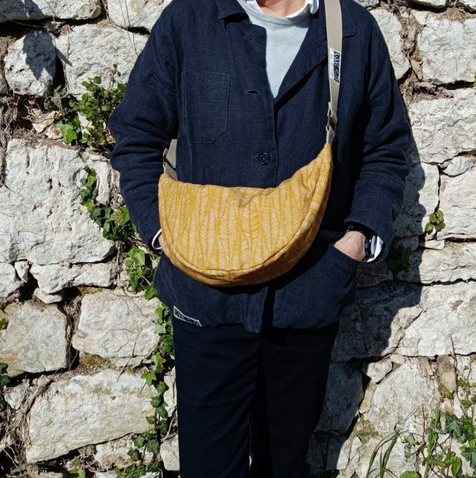 Sac demi-lune coton moutarde 
