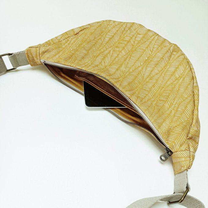 Sac demi-lune coton moutarde 