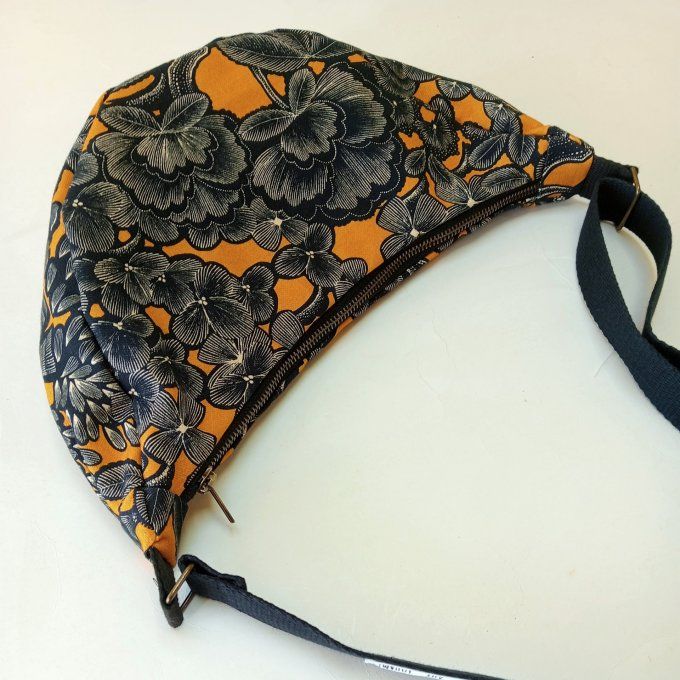 Sac demi-lune - Coton  jaune/noir Kew garden