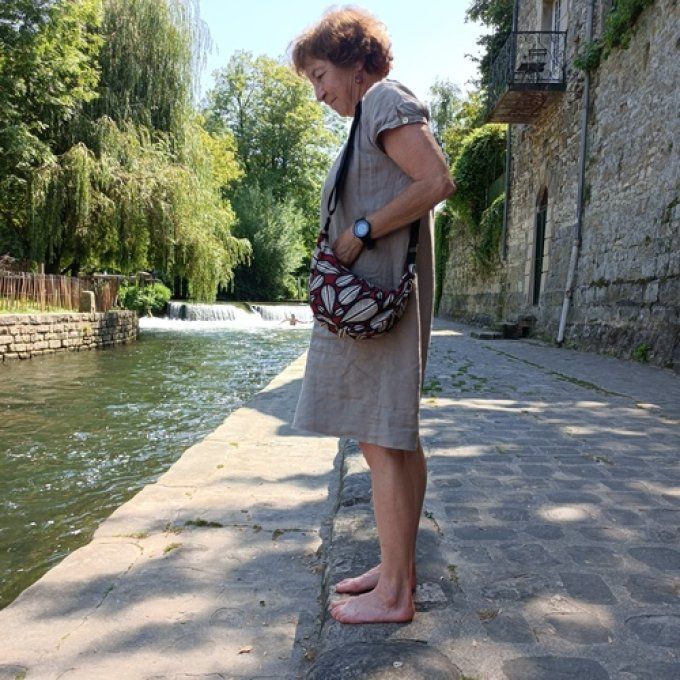 Sac demi-lune coton Lima rouge-noir