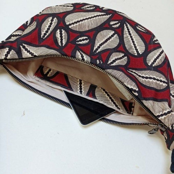 Sac demi-lune coton Lima rouge-noir