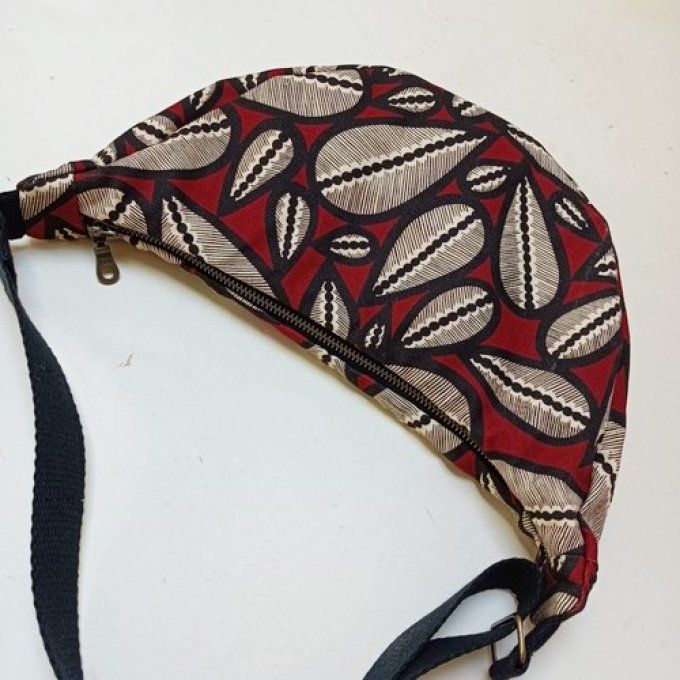 Sac demi-lune coton Lima rouge-noir