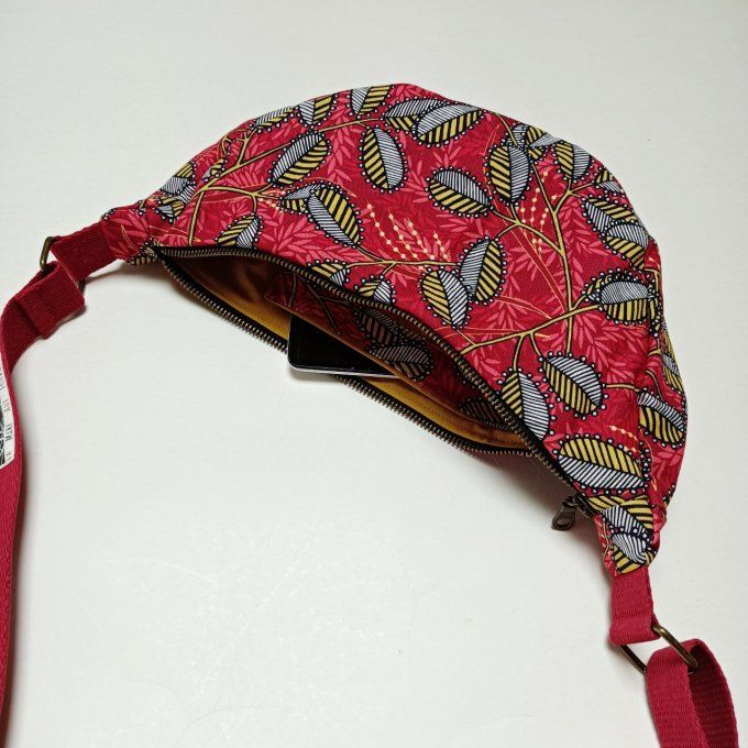 Sac demi-lune coton Baobab rouge-noir 