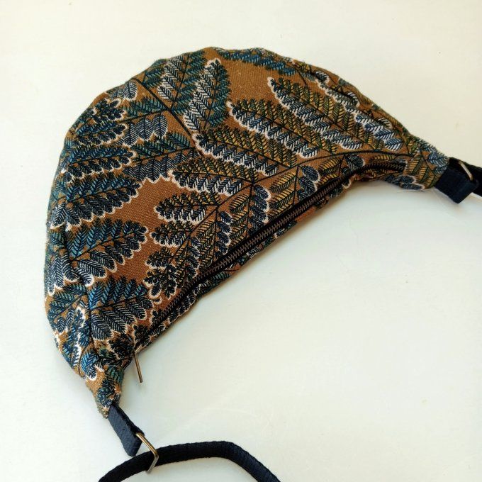 Sac demi-lune - Lin ocre/bleu Victoire