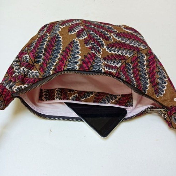 Sac demi-lune coton Victoire camel/rouge/noir