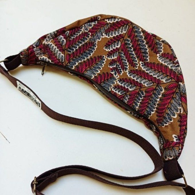 Sac demi-lune coton Victoire camel/rouge/noir