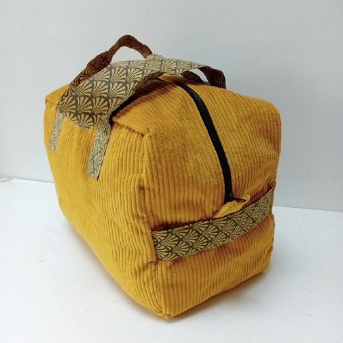 Sac we velours jaune moutarde - Coton imprimé Eventails