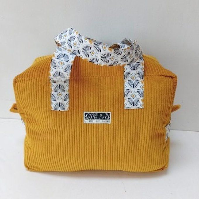 Sac we velours moutarde-Coton noir/jaune