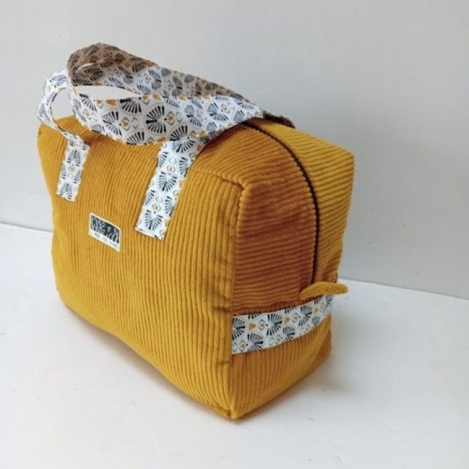 Sac we velours moutarde-Coton noir/jaune