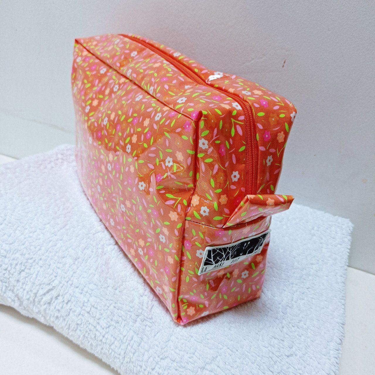 Trousse toilette - Coton enduit orange Petit pan
